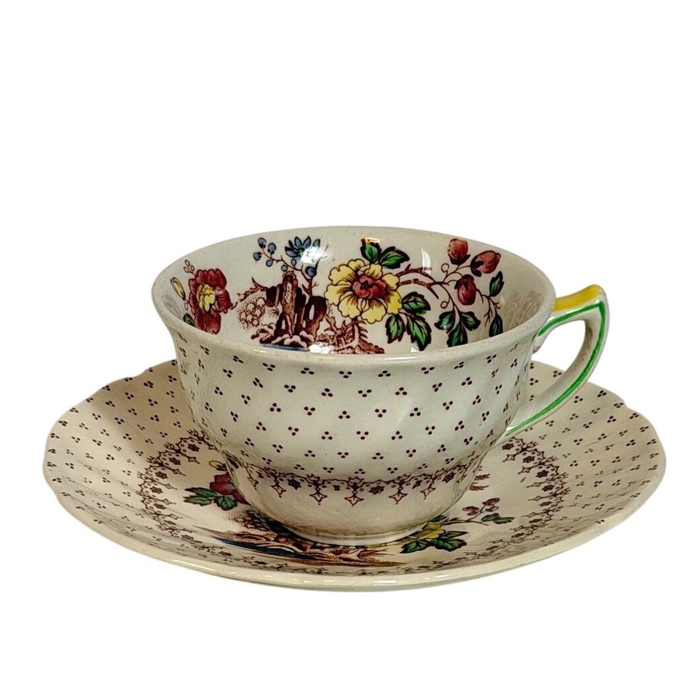Royal Doulton Tea Cup Saucer Grantham D5477 Floral Bone China Vintage